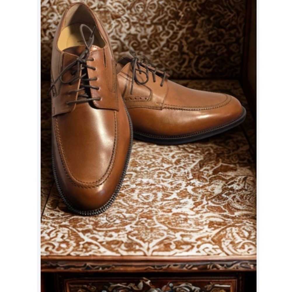 Johnston & Murphy McGrath Mens Italian Calfskin Leather Saddle Brown Oxfords NEW - Picture 16 of 16